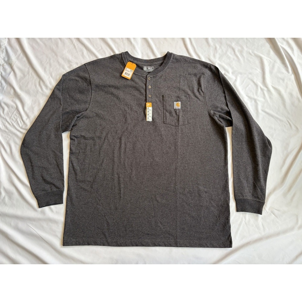 Carhartt Men's Dearborn Loose LS Henley T-Shirt - Gray - 2XL